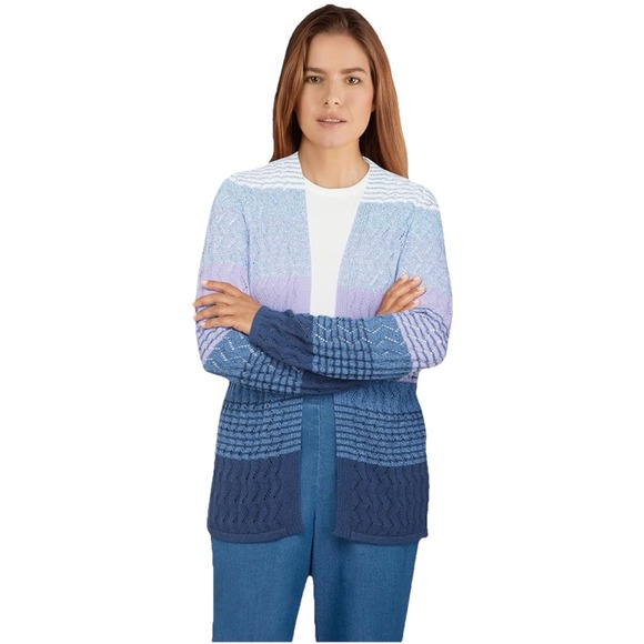 Alfred Dunner Women's Plus-Size Ombre Pointelle Lightweight Cardigan Size 1X New - Picture 1 of 10